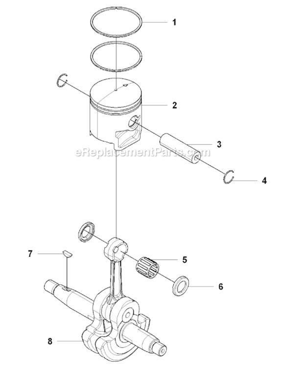 Piston  Crankshaft Diagram and Parts List for 150BT 2007-05 Husqvarna Leaf Blower / Vacuum