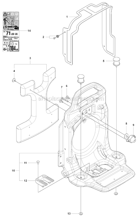 Frame Diagram and Parts List for 150BT 2007-05 Husqvarna Leaf Blower / Vacuum