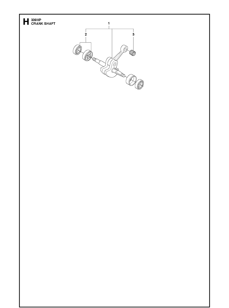 Crankshaft Diagram and Parts List for 339XP 20100600001-Current Husqvarna Chainsaw