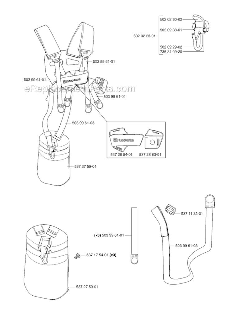 Harness Diagram and Parts List for 153R 2007-01 Husqvarna Brush Cutter