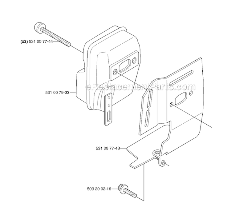 Muffler Diagram and Parts List for 153R 2007-01 Husqvarna Brush Cutter