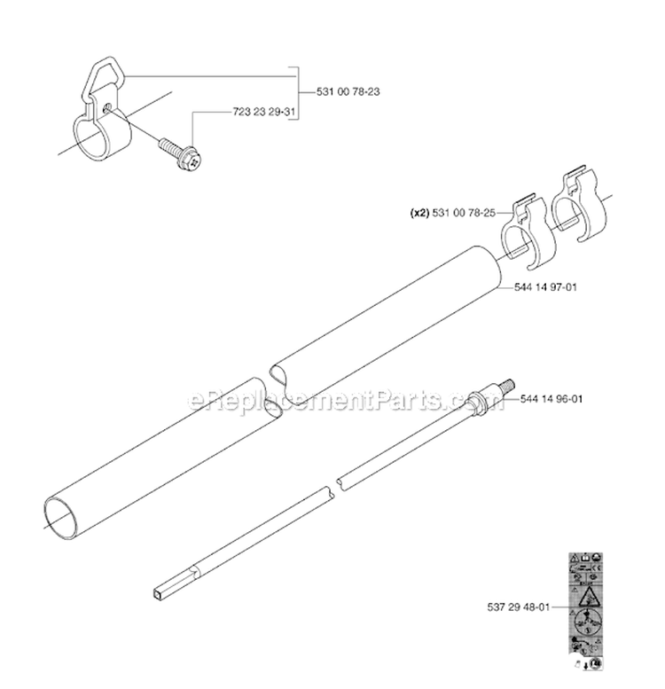 Shaft Diagram and Parts List for 153R 2007-01 Husqvarna Brush Cutter