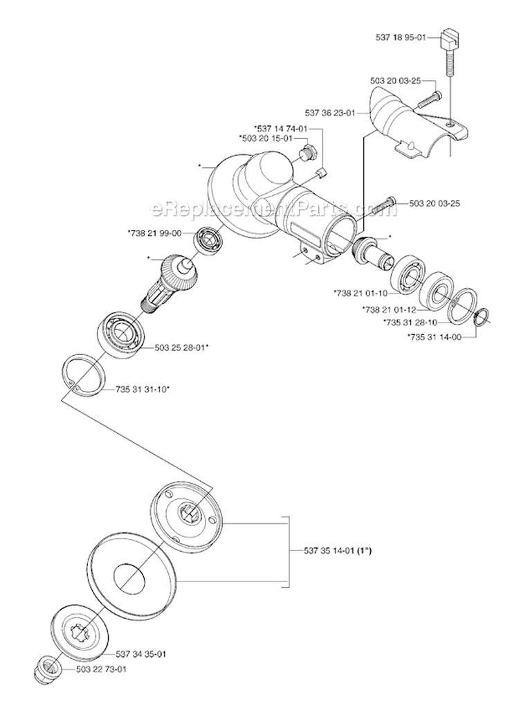 Bevel Gear Diagram and Parts List for 153R 2007-01 Husqvarna Brush Cutter