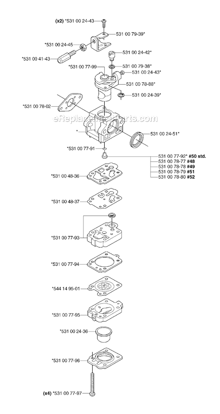 Carburetor Details Diagram and Parts List for 153R 2007-01 Husqvarna Brush Cutter