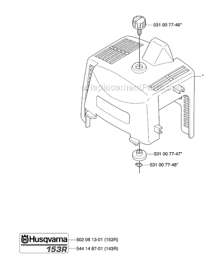 Cylinder Cover Diagram and Parts List for 153R 2007-01 Husqvarna Brush Cutter