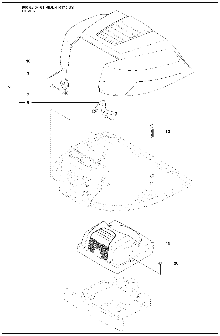 Cover (Part 1) Diagram and Parts List for R175 2008-05 Husqvarna Lawn Tractor