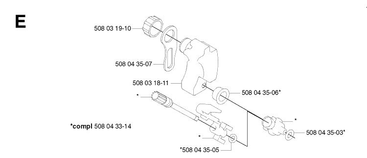 Oil Tank Diagram and Parts List for 316 20030100001-20033100000 Husqvarna Chainsaw