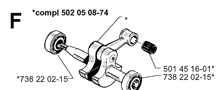 Crankshaft Diagram and Parts List for 252RX 19991400001-20011800000 Husqvarna Brush Cutter