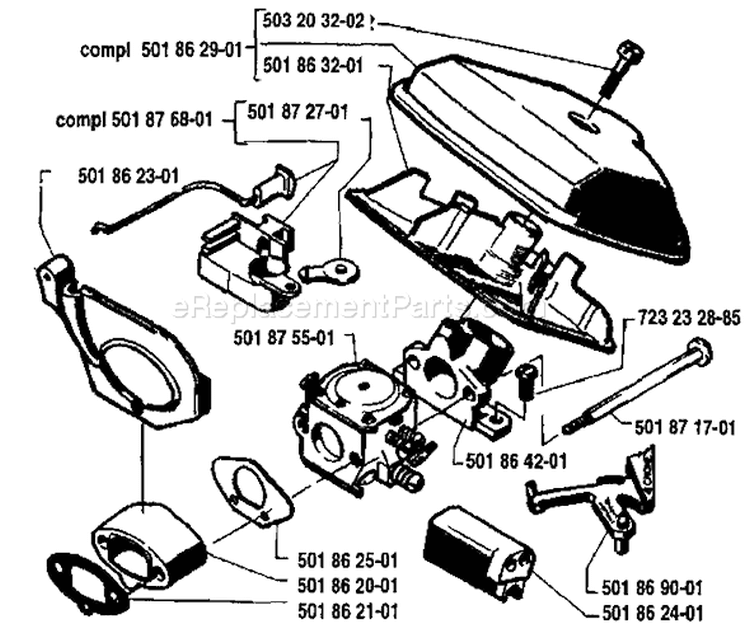 Page A Diagram and Parts List for 154 1983-05 Husqvarna Chainsaw
