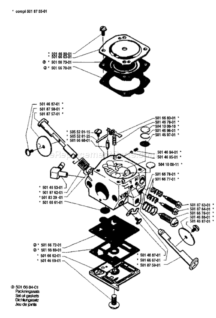 Page B Diagram and Parts List for 154 1983-05 Husqvarna Chainsaw