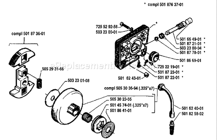 Page H Diagram and Parts List for 154 1983-05 Husqvarna Chainsaw