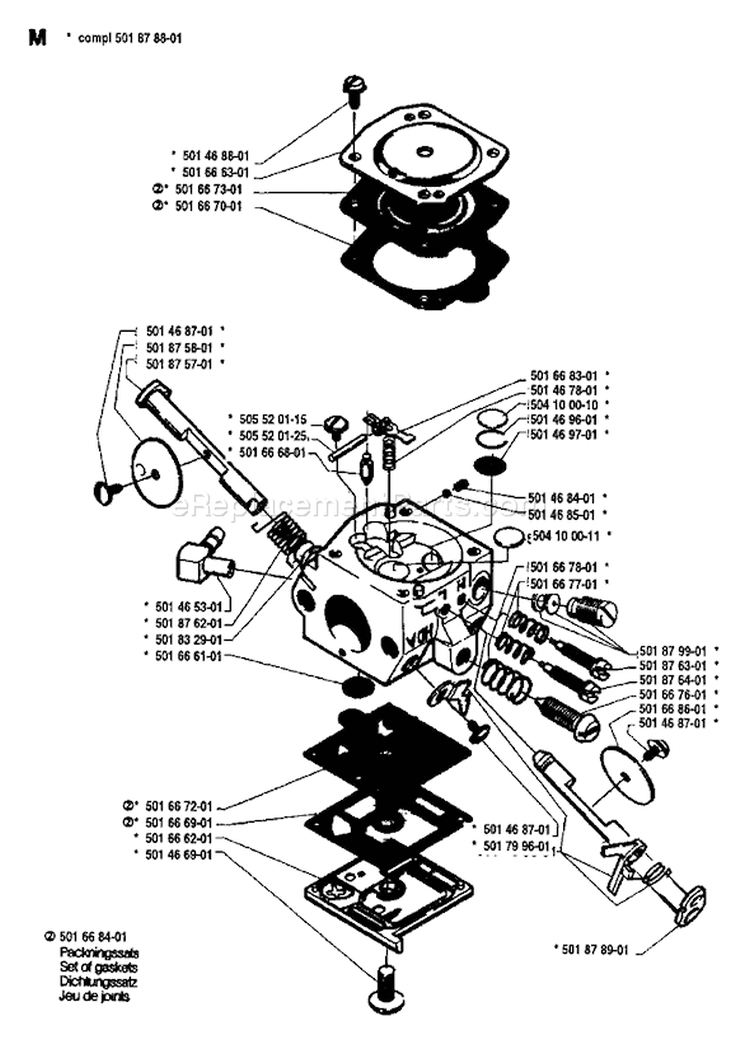 Page B Diagram and Parts List for 154 1983-11 Husqvarna Chainsaw