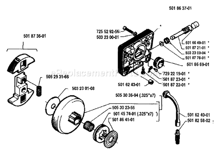 Page H Diagram and Parts List for 154 1983-11 Husqvarna Chainsaw