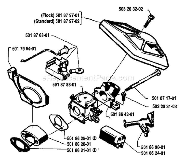 Page A Diagram and Parts List for 154 1984-10 Husqvarna Chainsaw