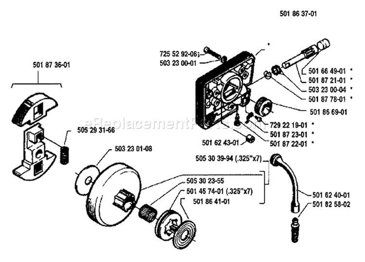 Page H Diagram and Parts List for 154 1984-10 Husqvarna Chainsaw