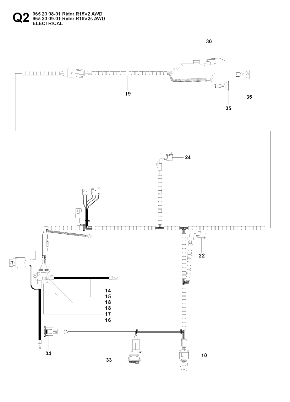 Electrical 2 Diagram and Parts List for R15-V2AWD 2008-01 Husqvarna Lawn Tractor