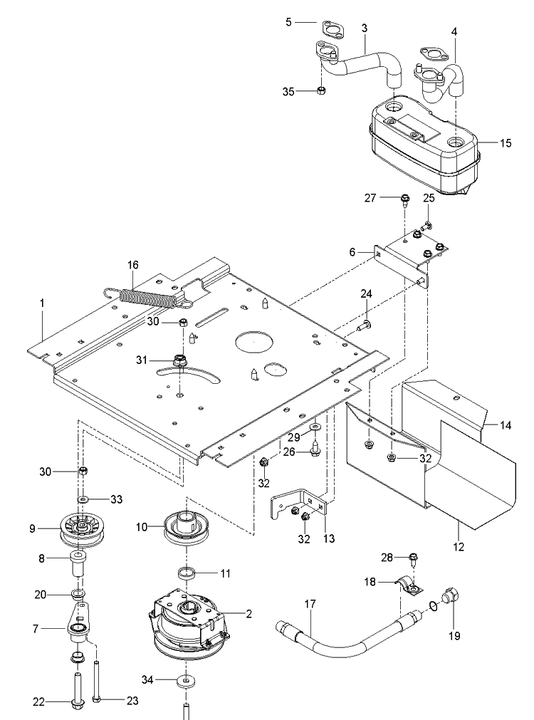 Engine Mounting, Guards And Muffler Diagram and Parts List for Z248F (96795390200)(2018-09) Husqvarna Lawn Mower