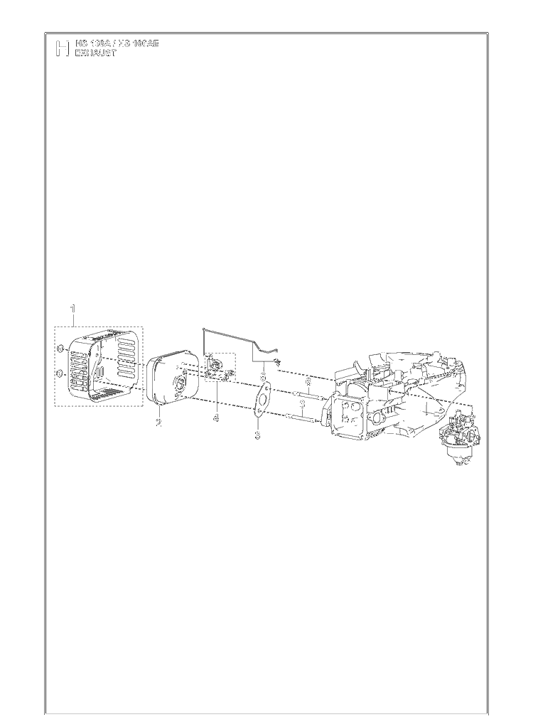 Exhaust Diagram and Parts List for HS166AE (531451001)(599912501) Husqvarna Engine