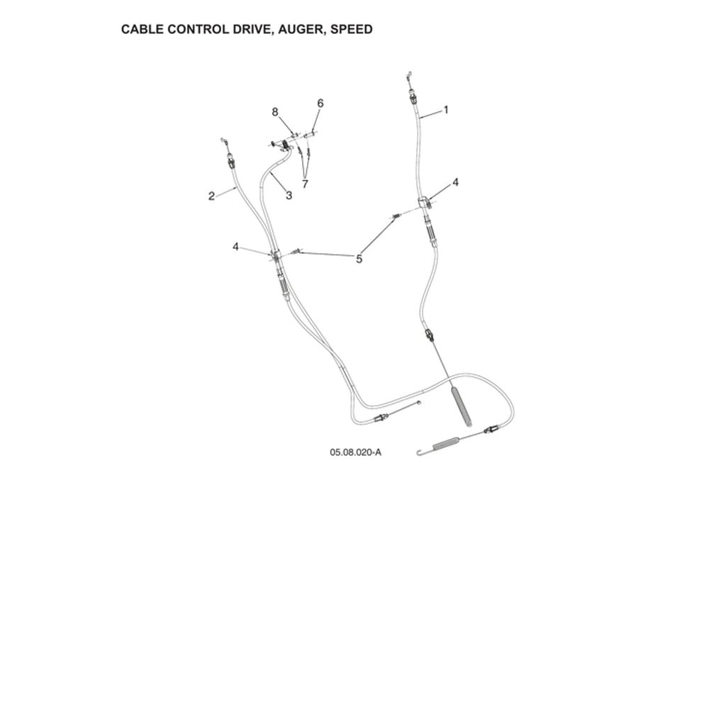 Cable Control Drive, Auger, Speed Diagram and Parts List for 970528602  Husqvarna Snow Blower