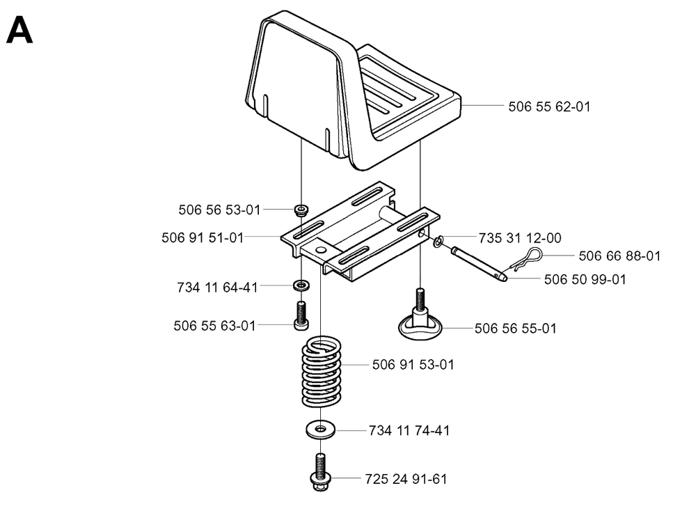 Seat Diagram and Parts List for R155 (953533805)(2005-01) Husqvarna Lawn Tractor