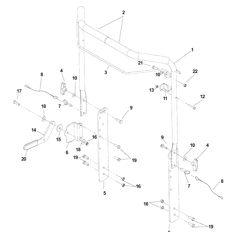 Handle Assembly Diagram and Parts List for DT22BNR (968999367)(2005-11) Husqvarna Seeder