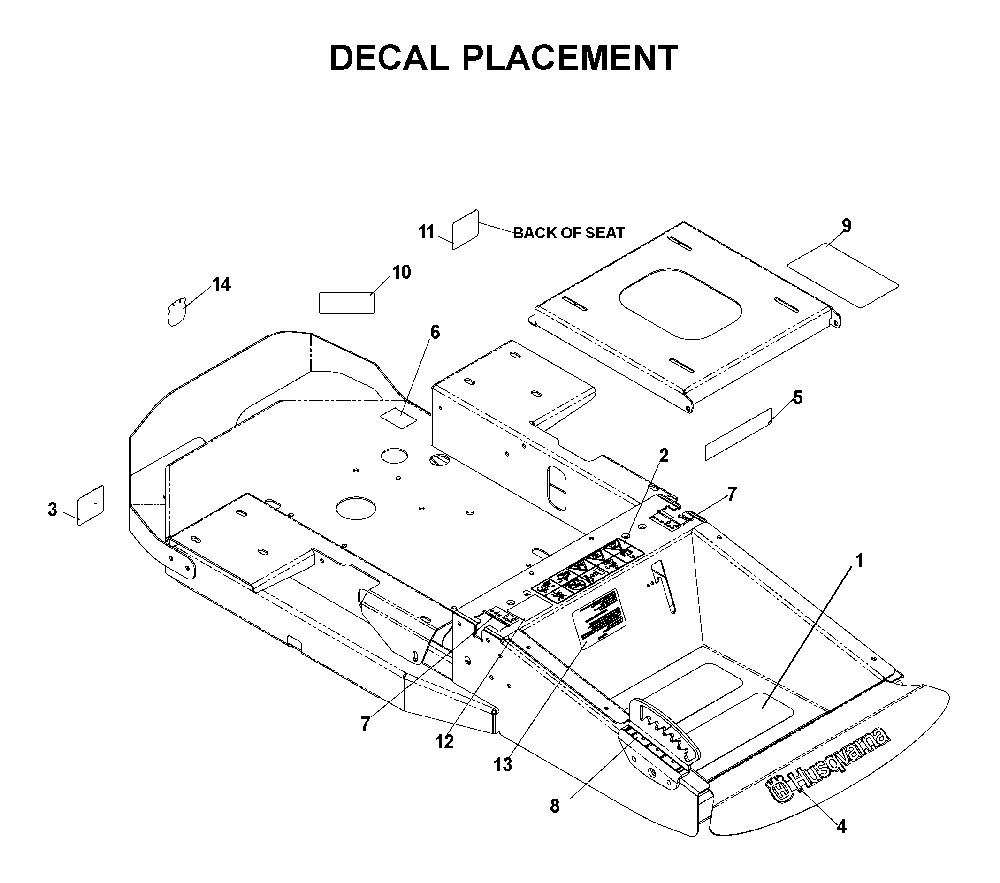 Decals Diagram and Parts List for CZ4818BIA (968999276)(2004-09) Husqvarna Lawn Tractor
