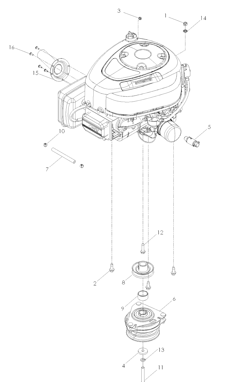 Engine Briggs And Stratton 16 Hp Diagram and Parts List for Z4824 (968999512)(2007-04) Husqvarna Lawn Mower
