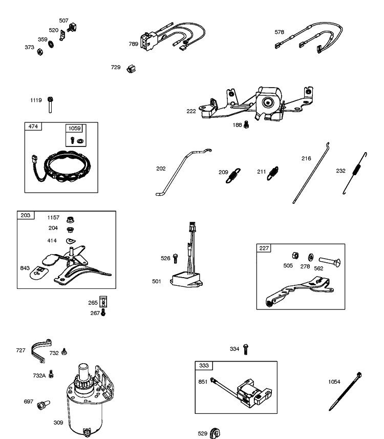 Starter Diagram and Parts List for 386777-0007-G1  Husqvarna Engine