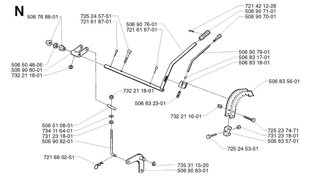 Controls 2 Diagram and Parts List for R13 2002-02 Husqvarna Lawn Tractor