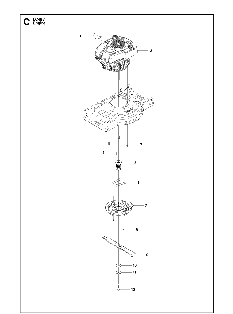 Engine Diagram and Parts List for LC48V (966975303)(2013-02) Husqvarna Lawn Mower