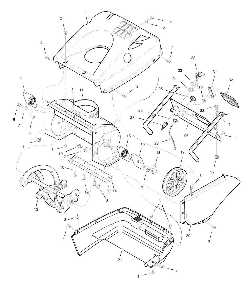 Auger And Control Assembly Diagram and Parts List for 5021E (6210540X37NB)(2008) Husqvarna Snow Blower