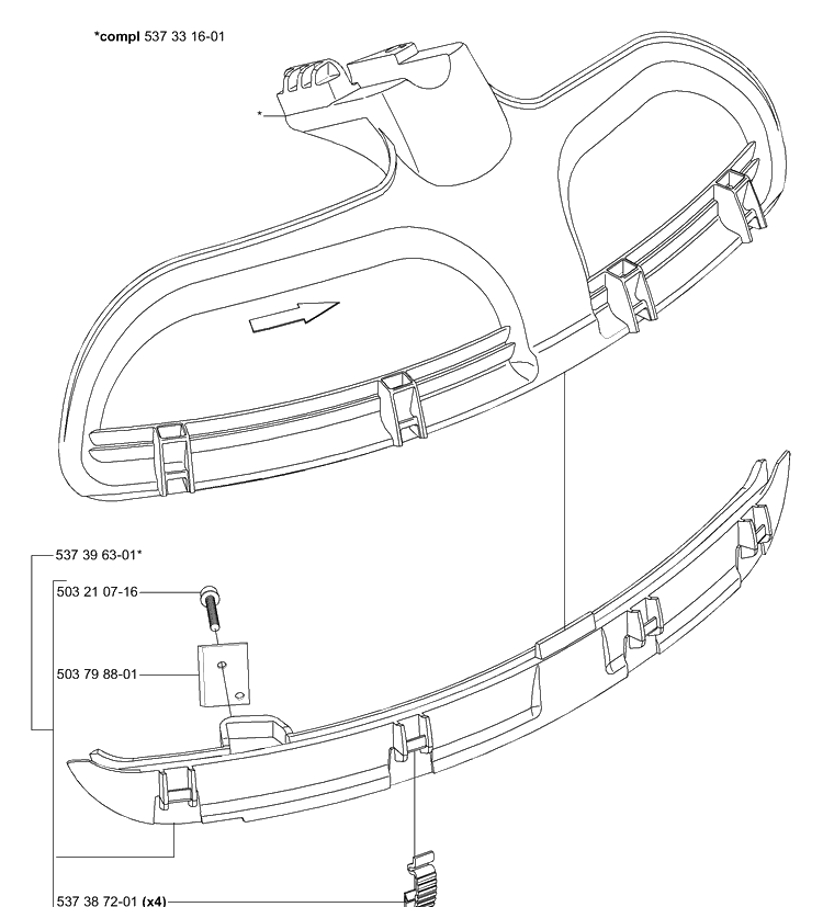 Trimmer Guard Diagram and Parts List for 333RX 2005-06 Husqvarna Trimmer