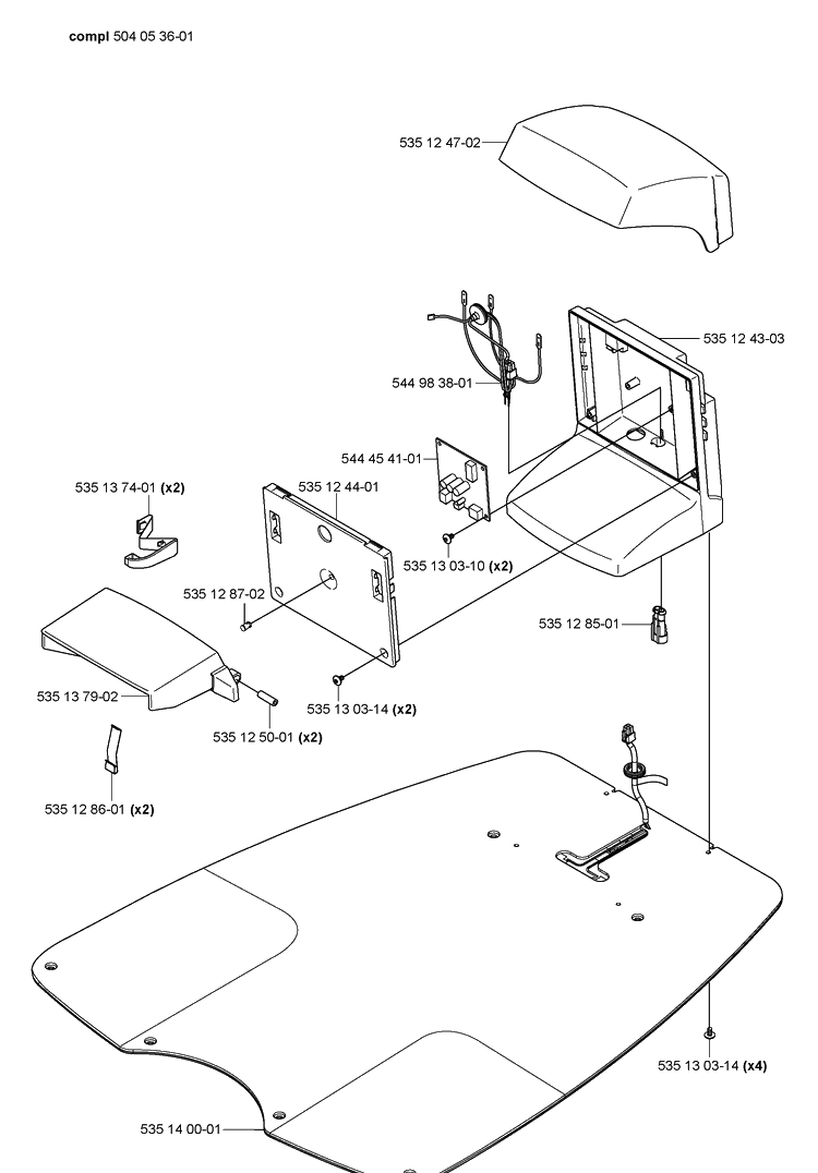 Charging Base Components Diagram and Parts List for 220AC 2007-02 Husqvarna Lawn Mower
