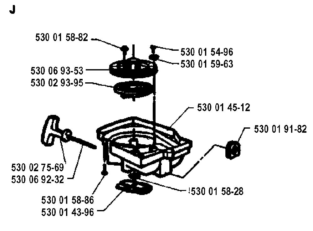 Starter Diagram and Parts List for 18H 19941400001-19953200000 Husqvarna Trimmer