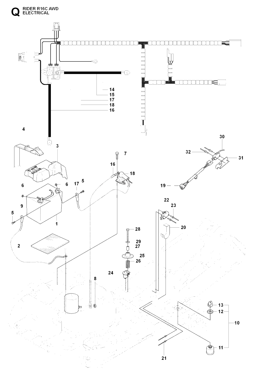 Electrical Diagram and Parts List for R16CAWD (966830301)(2009-04) Husqvarna Lawn Tractor