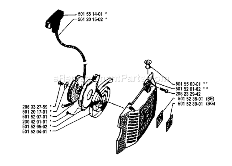 Page M Diagram and Parts List for 162 1980-02 Husqvarna Chainsaw