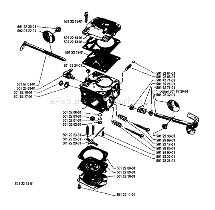 Page B Diagram and Parts List for 162 1980-02 Husqvarna Chainsaw