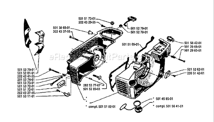 Page E Diagram and Parts List for 162 1980-02 Husqvarna Chainsaw