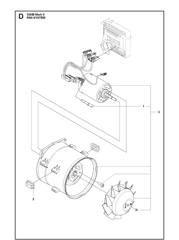 Fan Diagram and Parts List for 320IB Mark II Husqvarna Leaf Blower / Vacuum
