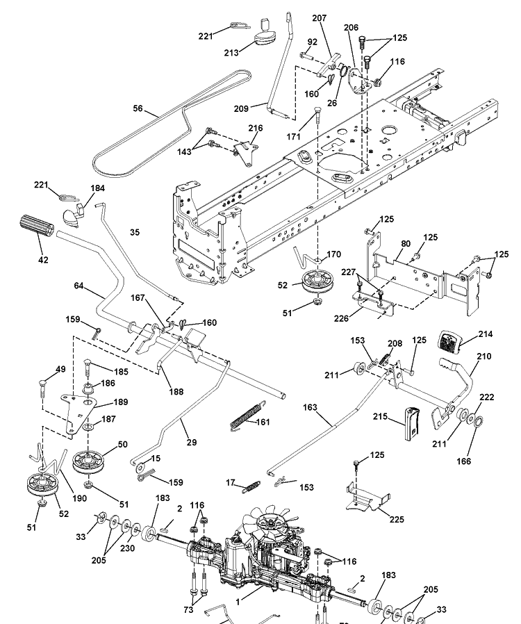 Drive Diagram and Parts List for YTH21K46 (96045002601)(2011-02) Husqvarna Lawn Tractor
