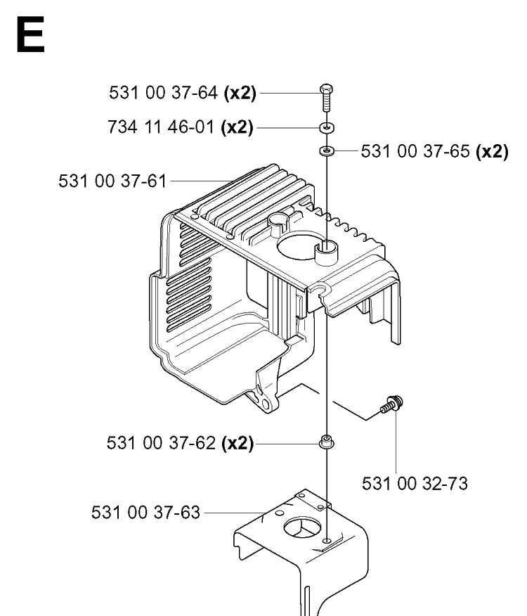 Heat Shield Diagram and Parts List for 165BT 20053300001-Current Husqvarna Leaf Blower / Vacuum