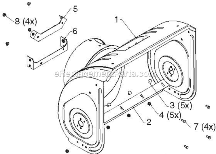 Auger Housing Impeller Diagram and Parts List for 1650EXLT 96193008901 - 2012-10 Husqvarna Snow Blower
