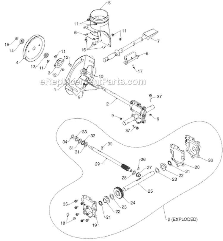 Auger Housing Impeller Diagram and Parts List for 1650EXLT 96193008901 - 2012-10 Husqvarna Snow Blower
