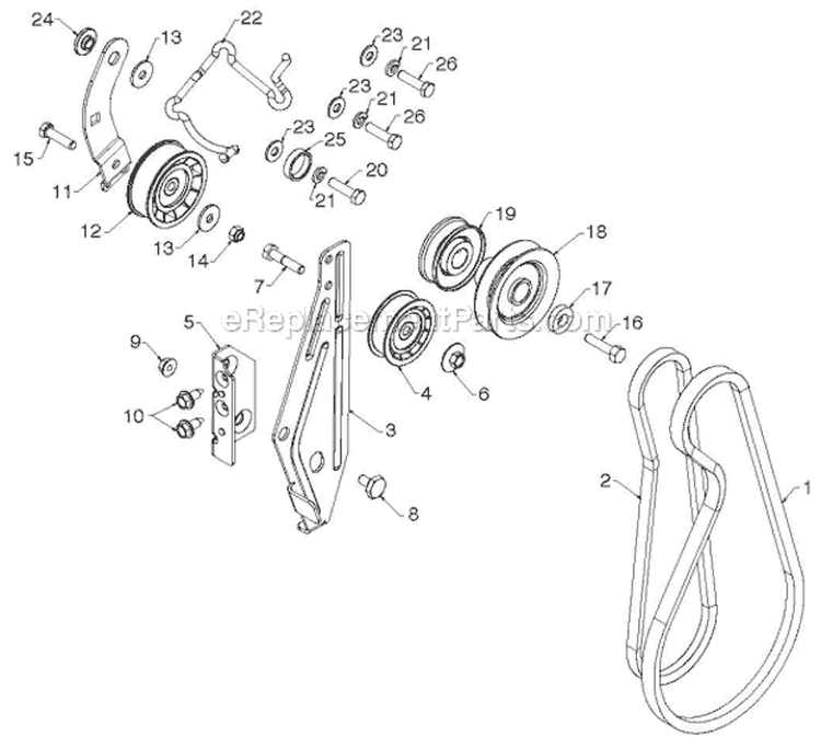 Chassis Engine Pulleys Diagram and Parts List for 1650EXL 96193008700 - 2012-07 Husqvarna Snow Blower
