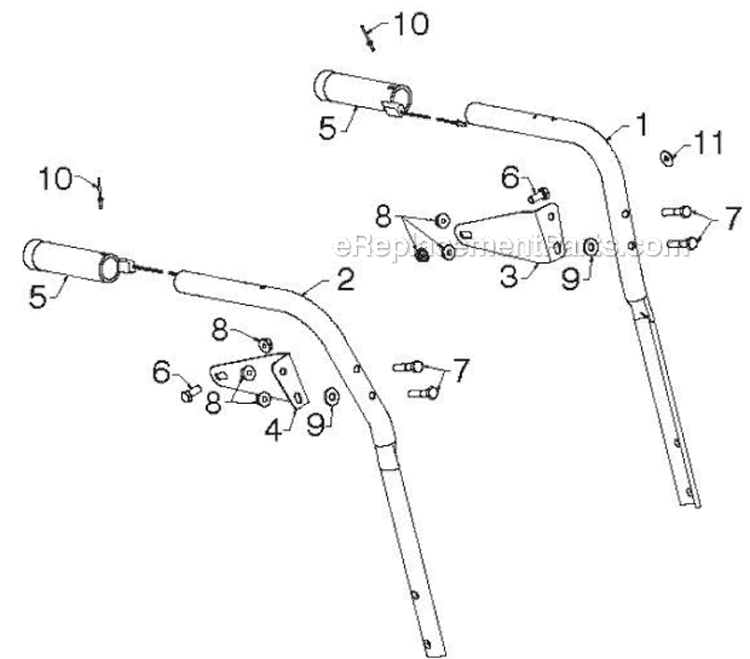 Handle Diagram and Parts List for 1650EXL 96193008700 - 2012-07 Husqvarna Snow Blower