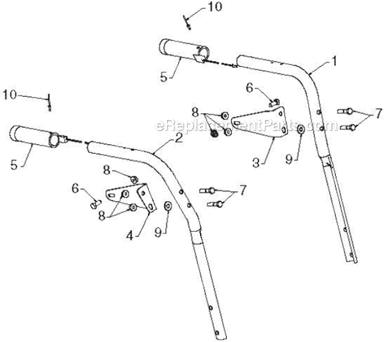 Handle Diagram and Parts List for 16527EXLT 96193008500 - 2011-08 Husqvarna Snow Blower