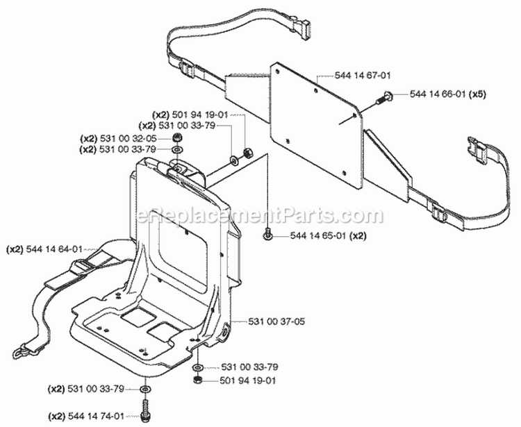 Harness Diagram and Parts List for 165BT 2005-08 - US Husqvarna Leaf Blower / Vacuum