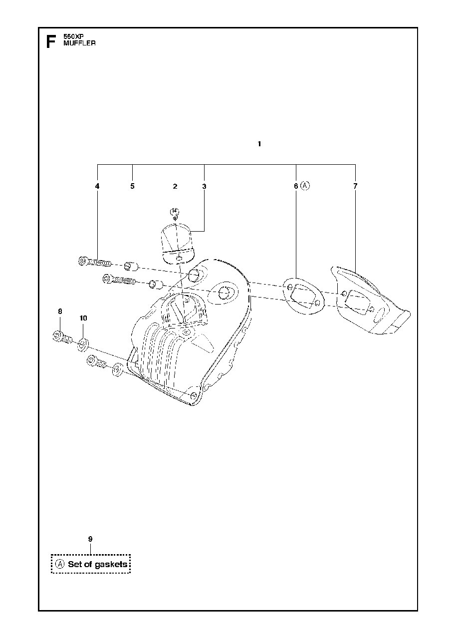 Muffler Diagram and Parts List for 550XP-XPG 2014-01 Husqvarna Chainsaw