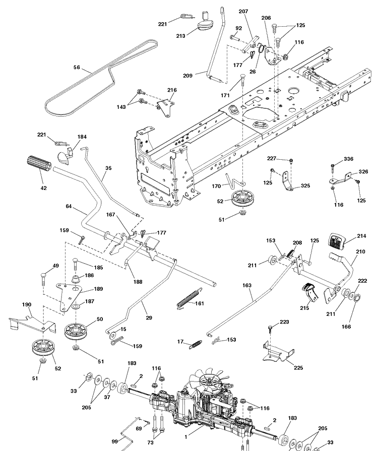Drive Diagram and Parts List for TS142XK (96043032700)(2021-01) Husqvarna Lawn Tractor