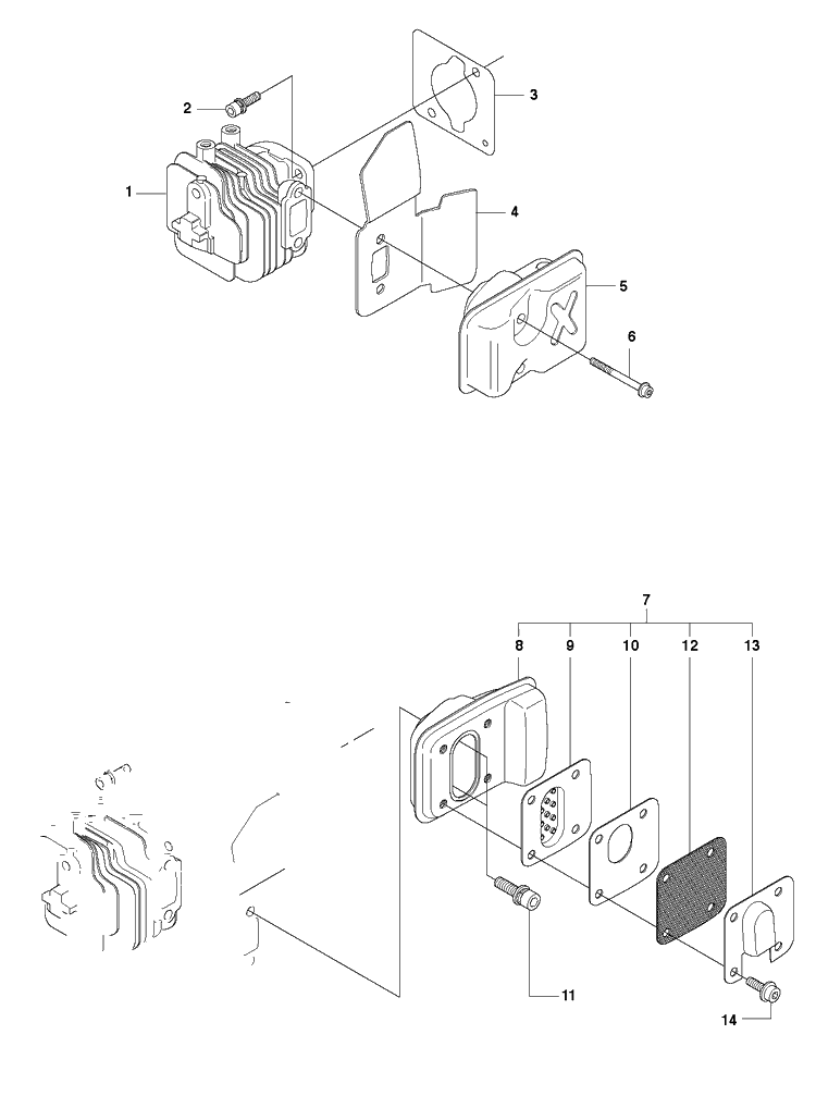 Muffler Diagram and Parts List for 123HD65X 20070900001-20100600000 Husqvarna Hedge Trimmer